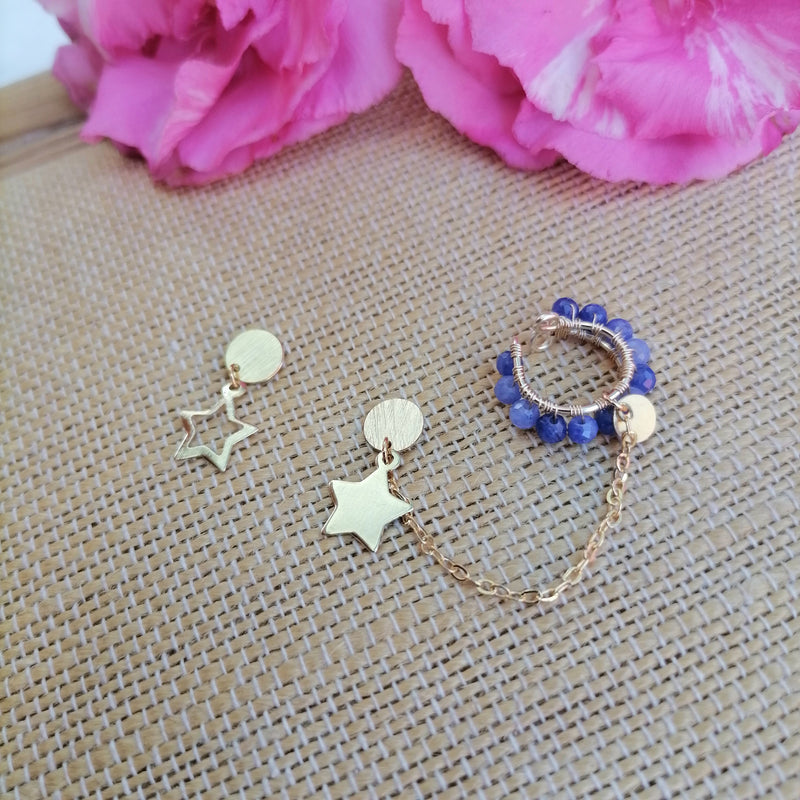 Ear cuff azul