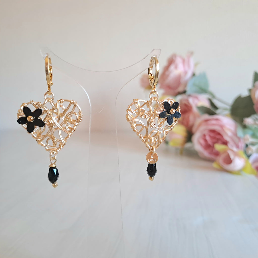 Mini corazón argolla mix negro