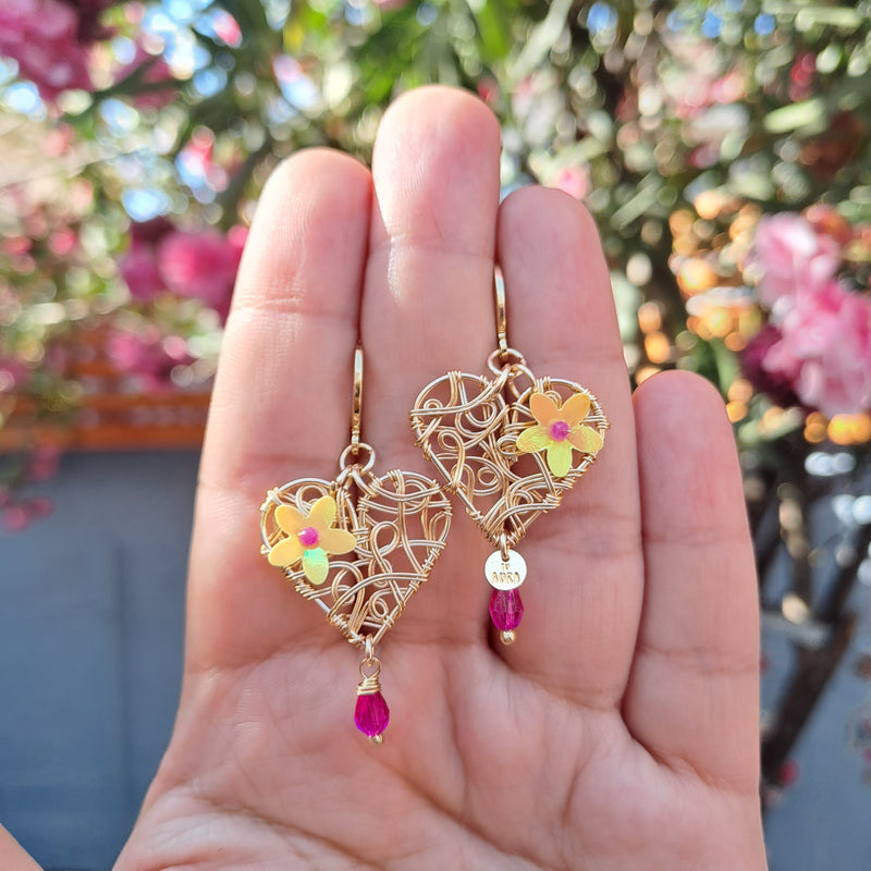 Mini corazón argolla mix fucsia