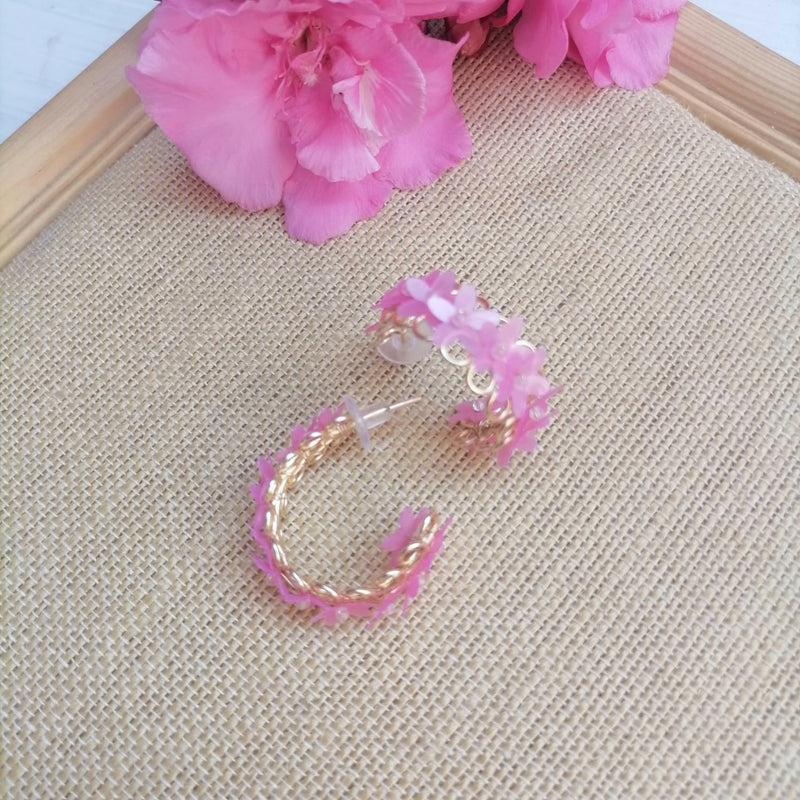 Mini argolla Gypsy floral fucsia